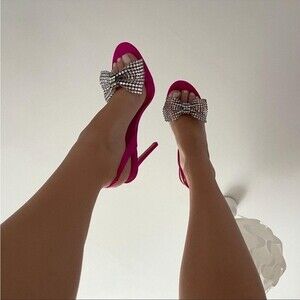 Zara Pink Heels with Silver Bow